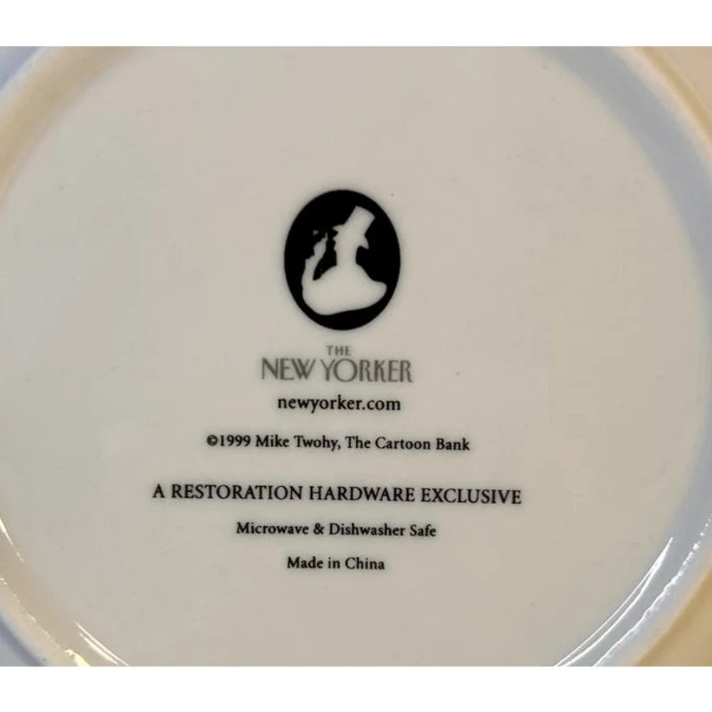 The New Yorker Restoration Hardware Wine Theme Cartoon Porcelain Salad Plate 8